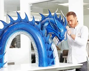 Amaury Guichon And Blue Dragon Diamond Painting art