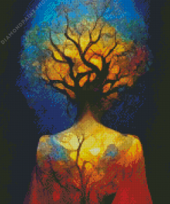 Fantasy Woman Of Tree Of Life Diamond Painting art