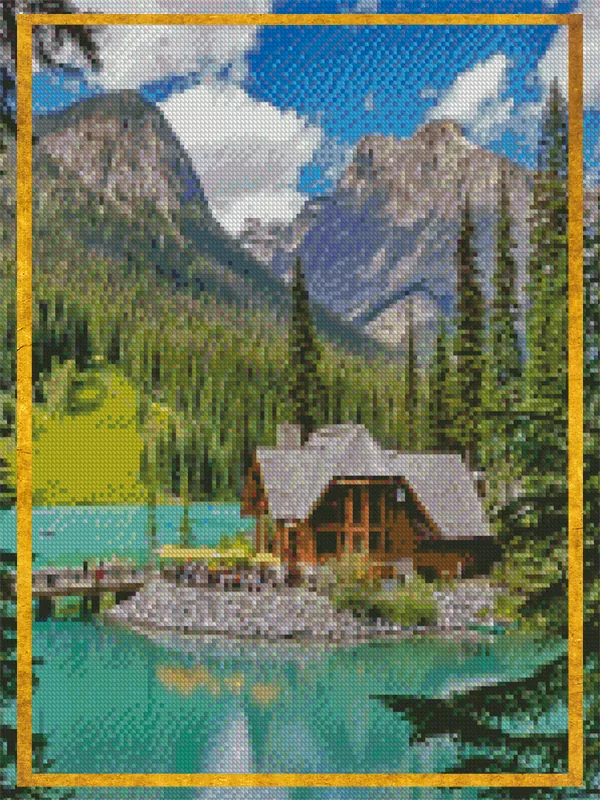 Diamond painting landscape kits — mountains, forests, lakes and cabin vistas