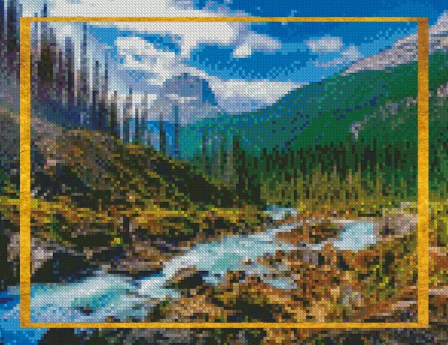 Diamond painting landscape kits — mountains, forests, lakes and cabin vistas